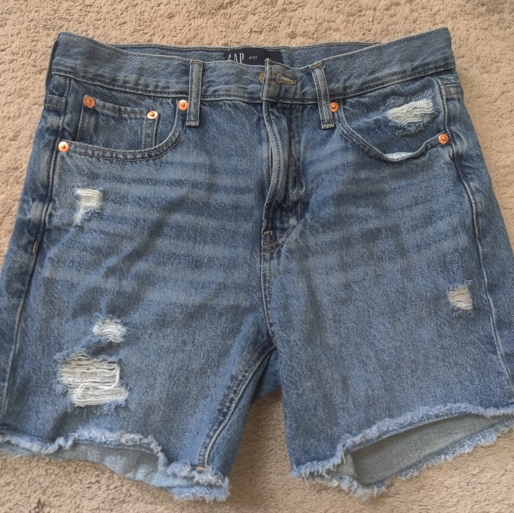 GAP Women's Blue Distressed Jean Shorts